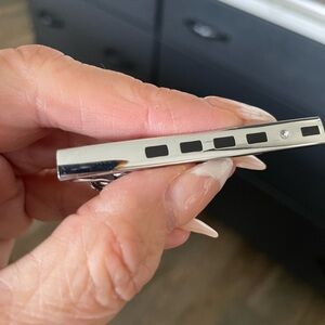 Silver Tie Clip with Black Accents